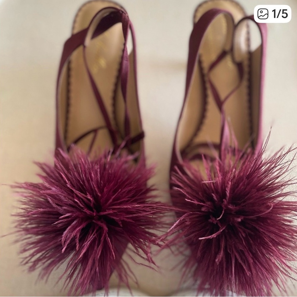 ANTONIO MELANI Plum Heels with Fluffy Accent